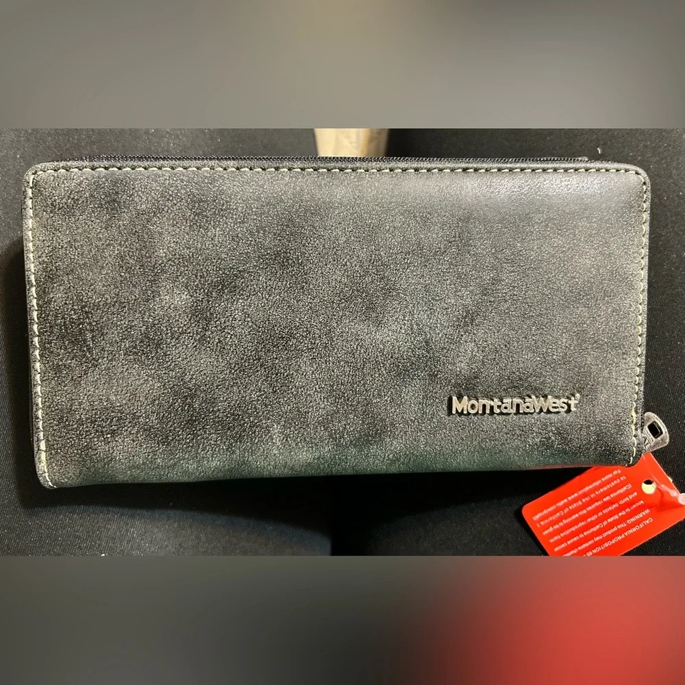 Montana West Gray and Turquoise Studded Wallet - Picture 2 of 7